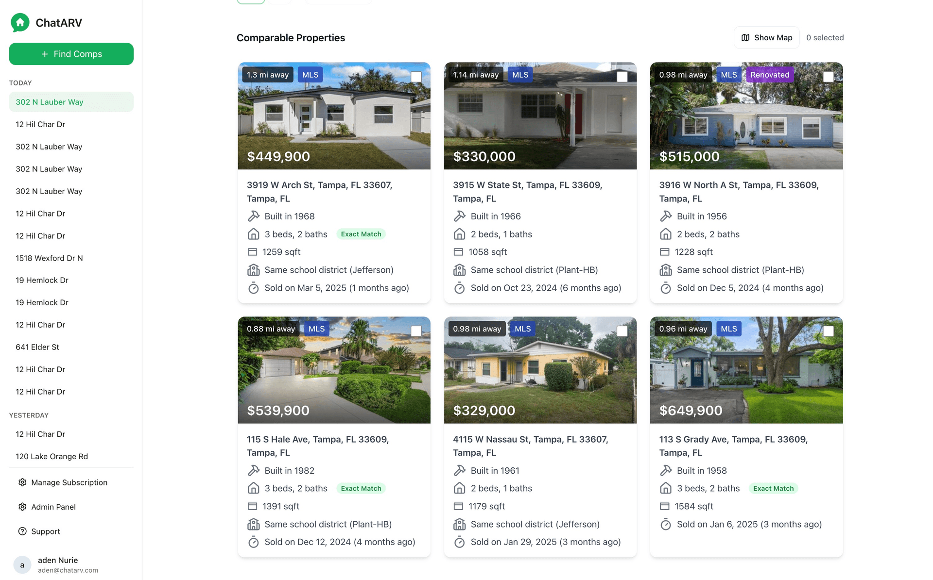 Select the best comps